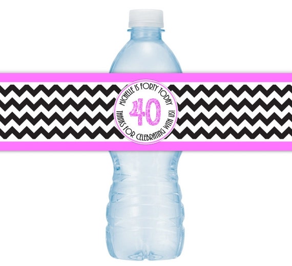 40th Birthday Printable Water Bottle Labels Custom 40th 3604