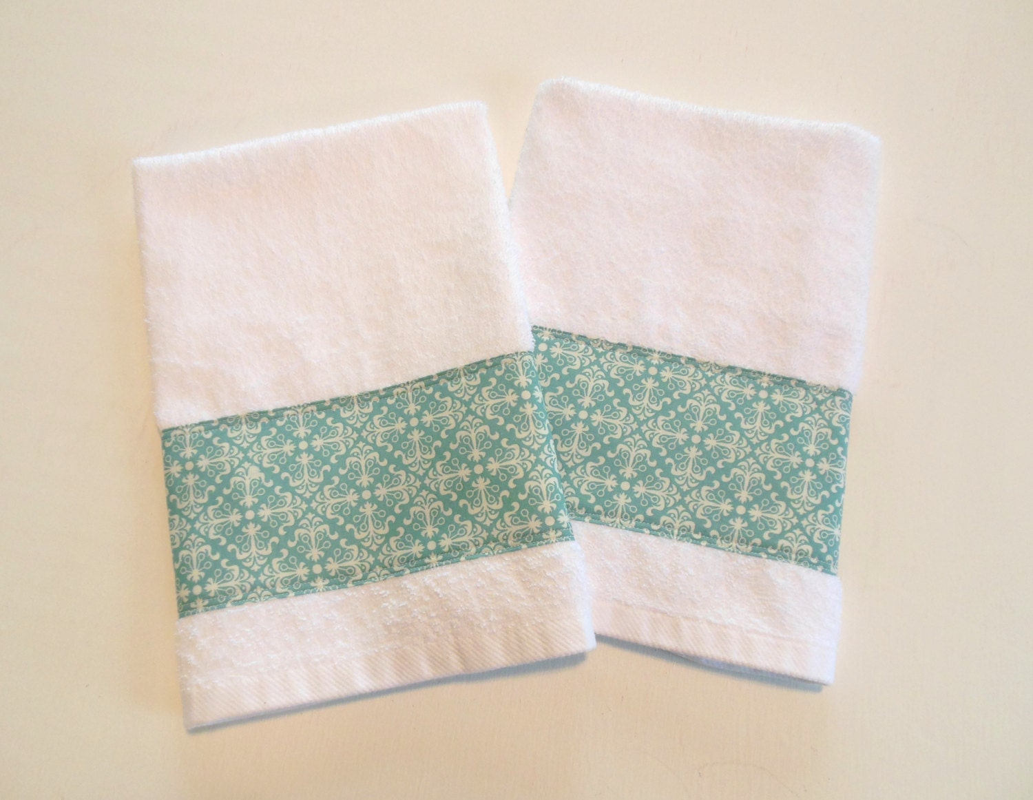 Teal Hand Towels Turquoise Hand Towels Kitchen Towels Set of 2