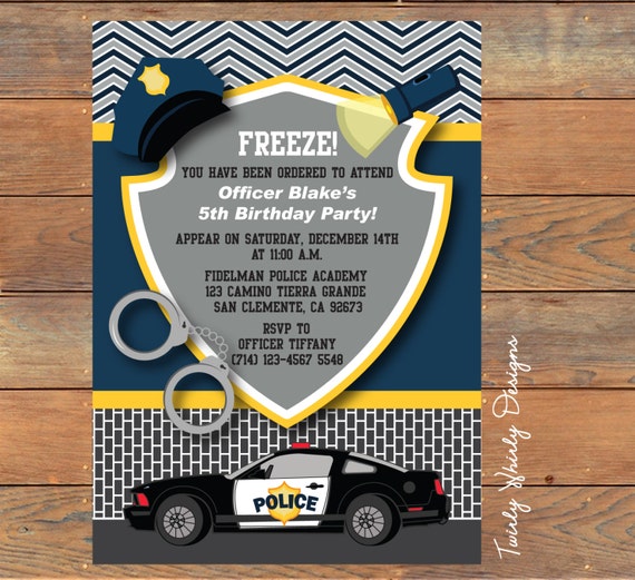 Police Birthday Party Invitations 1