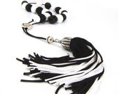 Worry beads, Komboloi, Black wood Beads, White wood beads, silver tone beads & Handmade Tassel