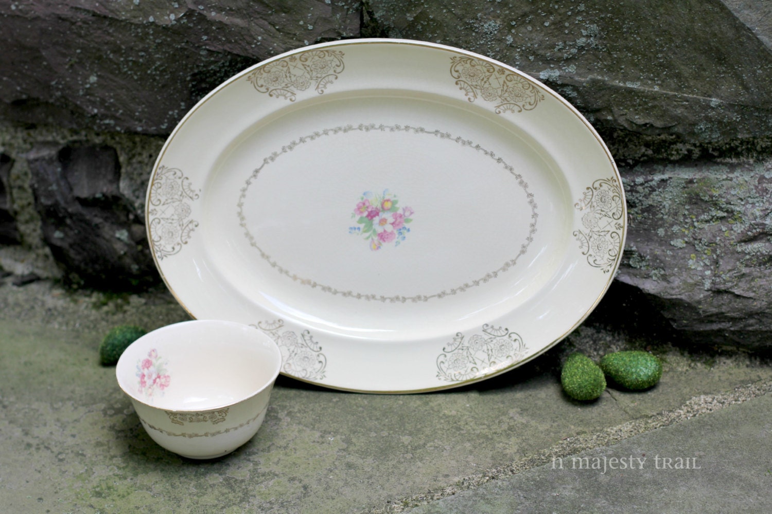 Fine China Platter & Small Bowl by Warranted. Vintage
