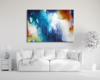 Original extra large abstract painting bold colors by ARTbyKirsten