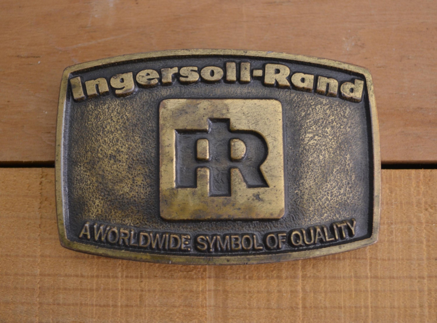 Vintage 1976 Ingersoll-Rand Brass Belt Buckle A Worldwide