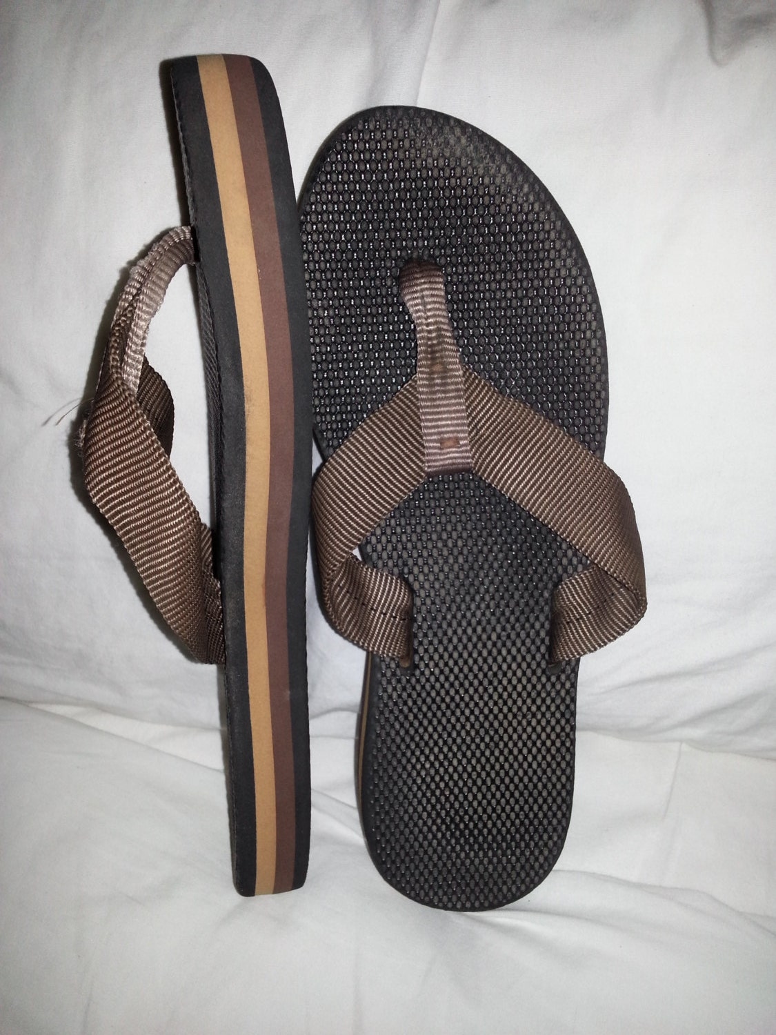 Vintage 1980s Flip Flops Used Brown and Ligth by VintageSandals