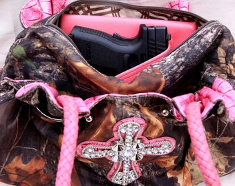 4" Large Auto, Pink, Concealed carry purse holster, CCW pistol XD Sig Glock S&W Springfield