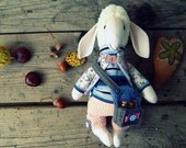 Sweet sheep toy - Art cloth doll - Pink blue decor home toy - Tilda doll