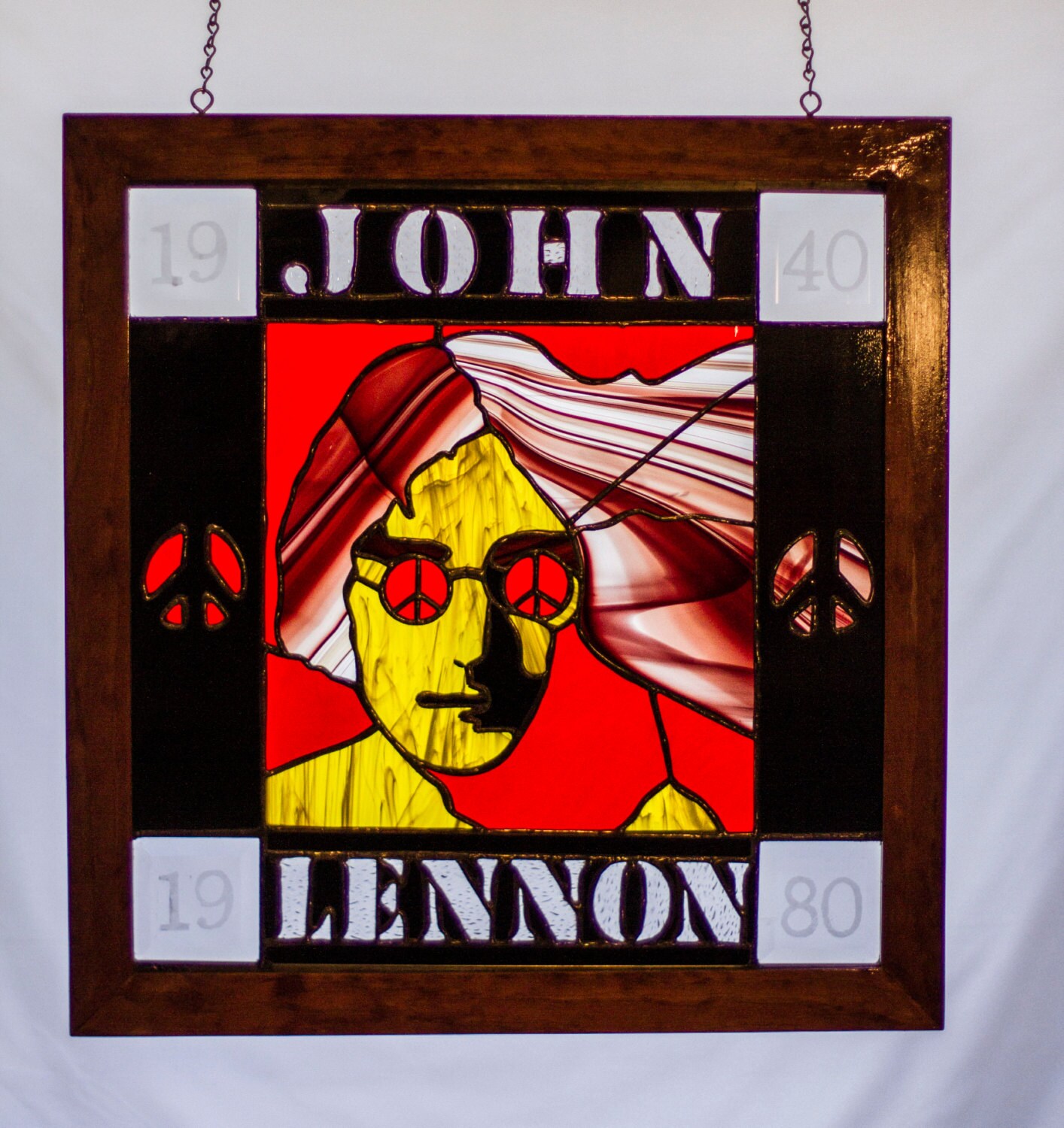 Stained glass John Lennon Portrait Rock Star by MikesCustomMugs
