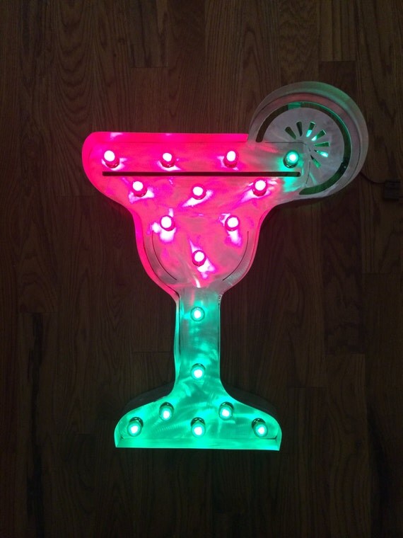 Lighted Margarita Glass Sale! Aluminum, 24 inches tall and 22 inches wide