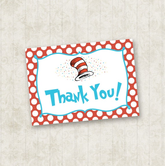 Items similar to Cat in the Hat Thank You Card on Etsy