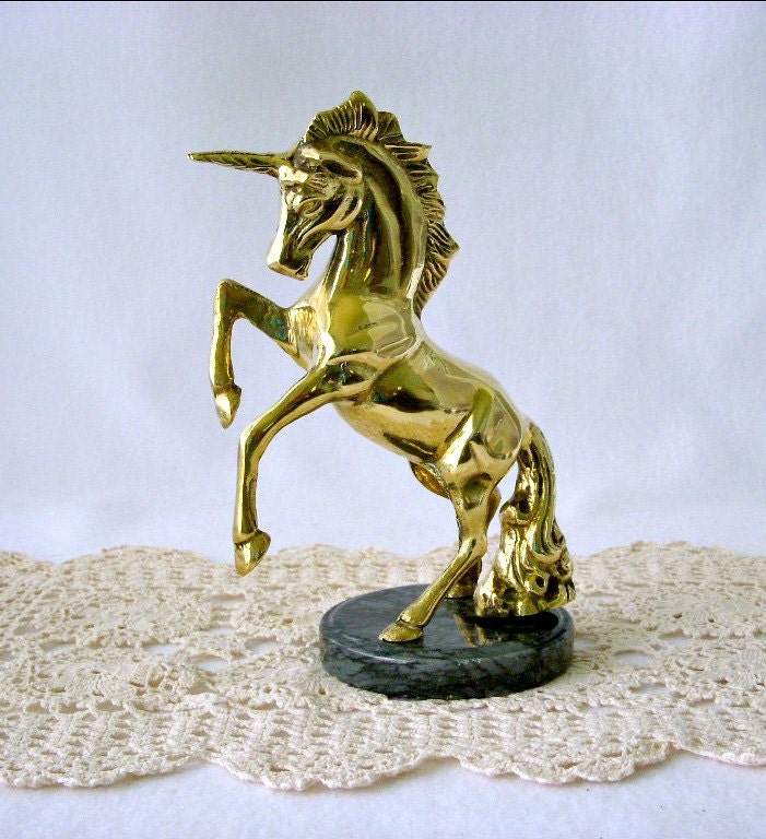 solid brass unicorn figurine