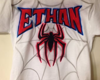 Personalized Kid's Spider-Man Inspired Airbrushed T-shirt