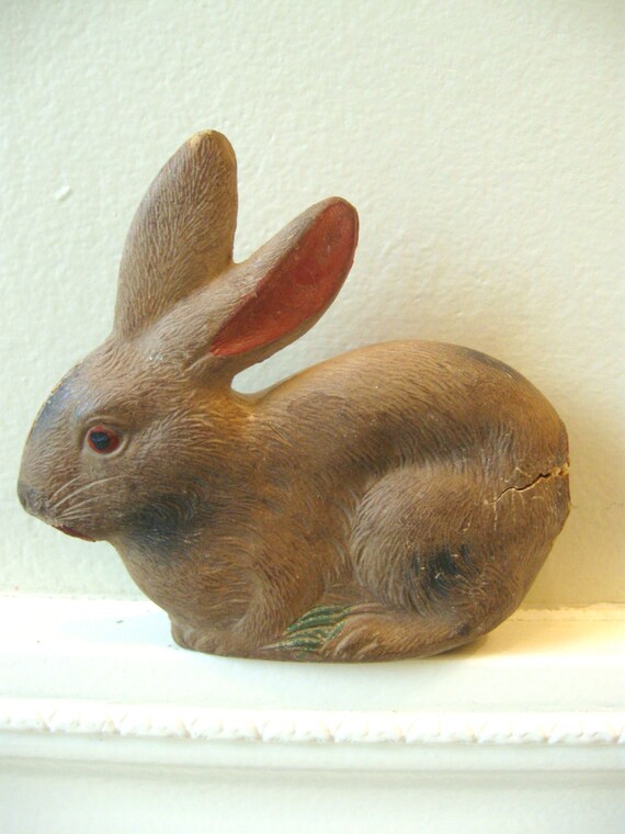 Antique Rabbit Squeak Toy Rubber Toy Animal 1940s by PoemHouse