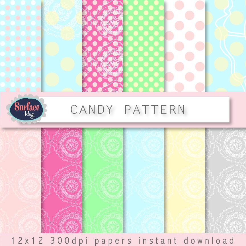 Digital paper CANDY PATTERN background Candy polka dots