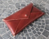 Handmade Women's Leather Envelope Clutch Wallet - Handcrafted in the USA - iPhone Wallet - Evening Clutch - Custom Clutch - Monogram