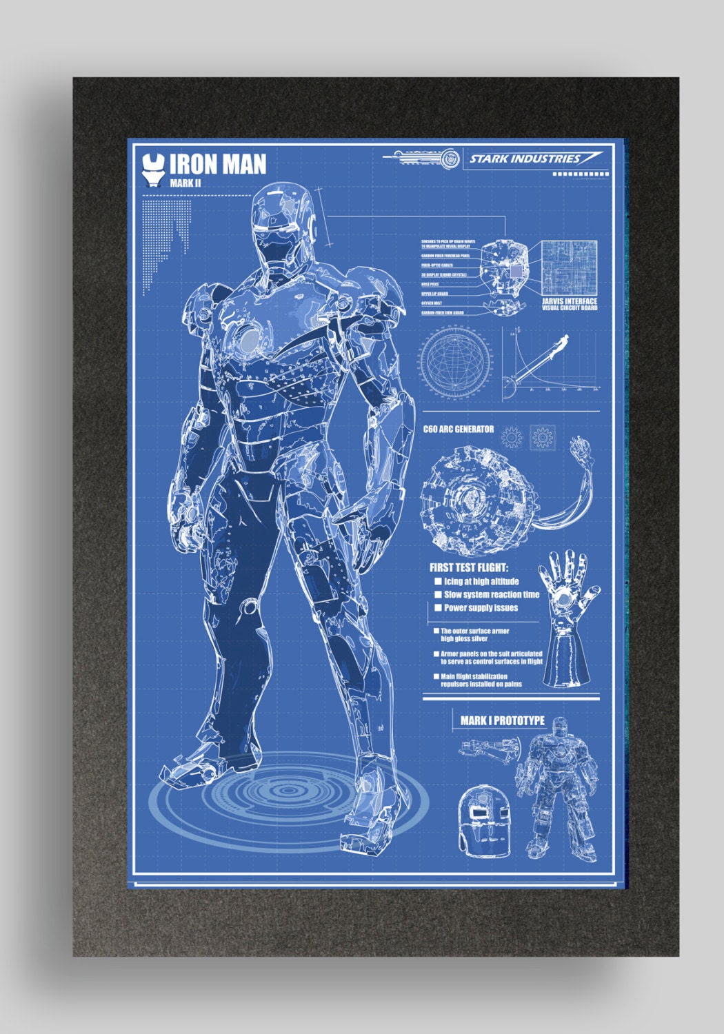 Iron Man Mark 2 Suit Blueprints 16x24 by RyanHuddle on Etsy