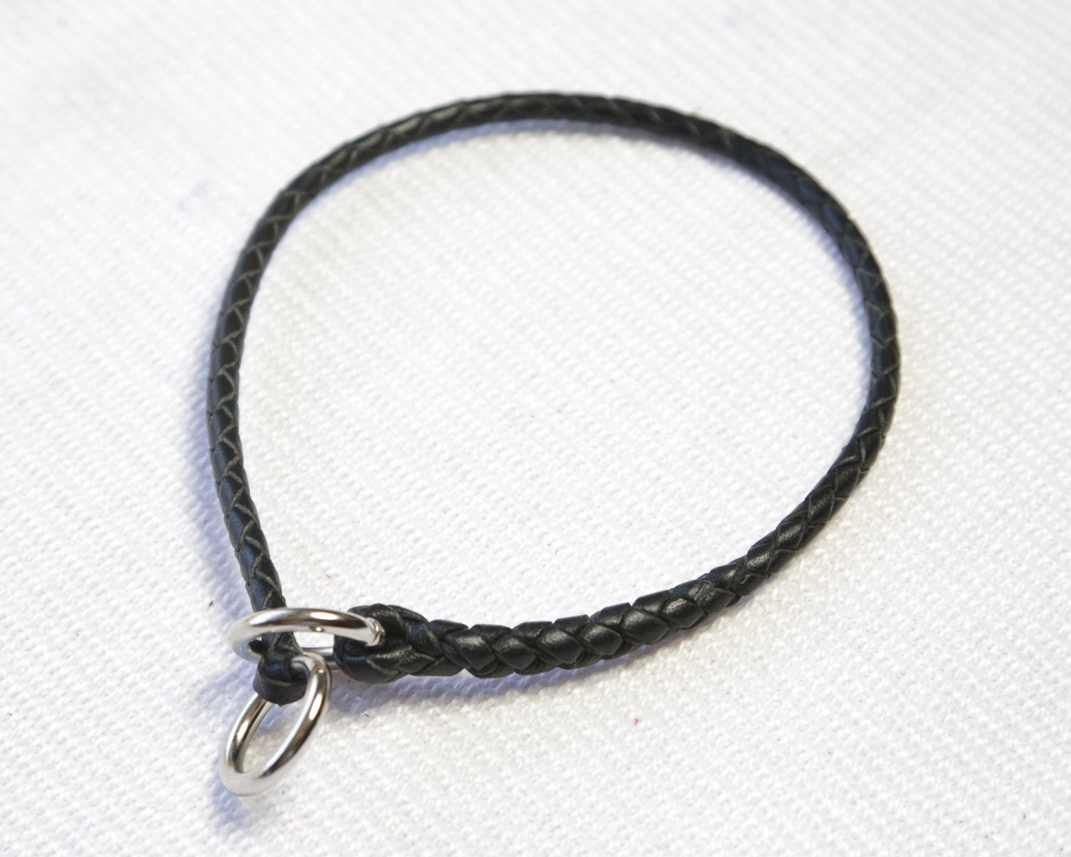 Custom Kangaroo leather braided slip collar custom made for