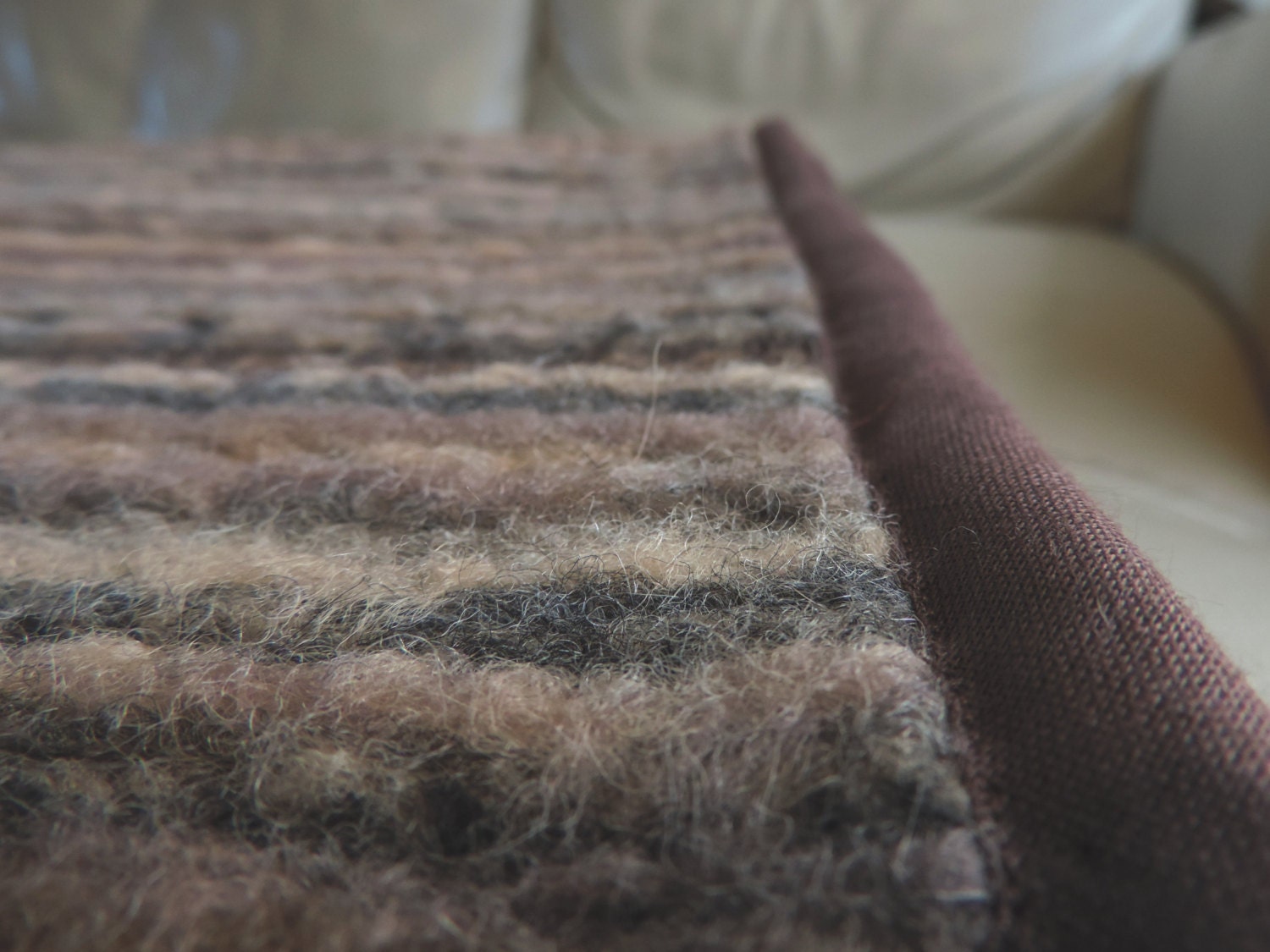 Luxurious wool blanket. New wool blanket. Gift idea. Striped