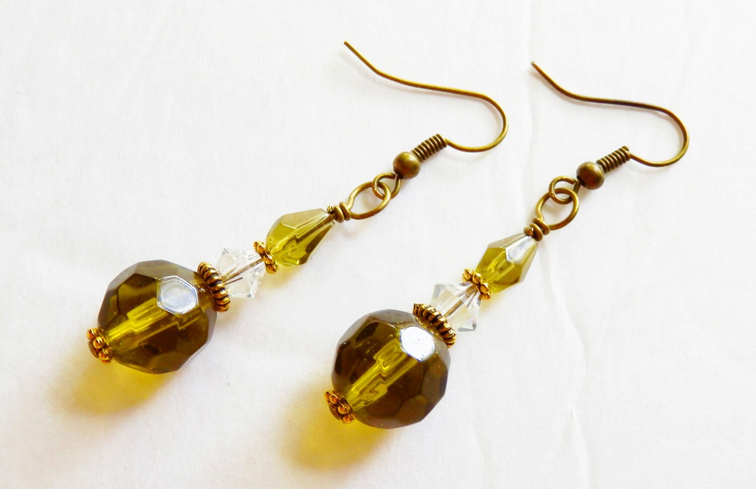 SALE Olive Green Earrings Olive Earrings by BrightHarmonyJewelry