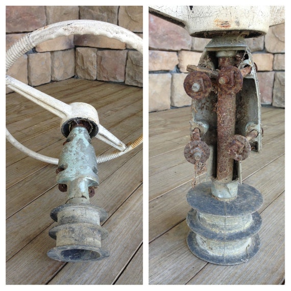 Vintage Boat Steering Wheel White 1950s Attwood by StylishPiggy