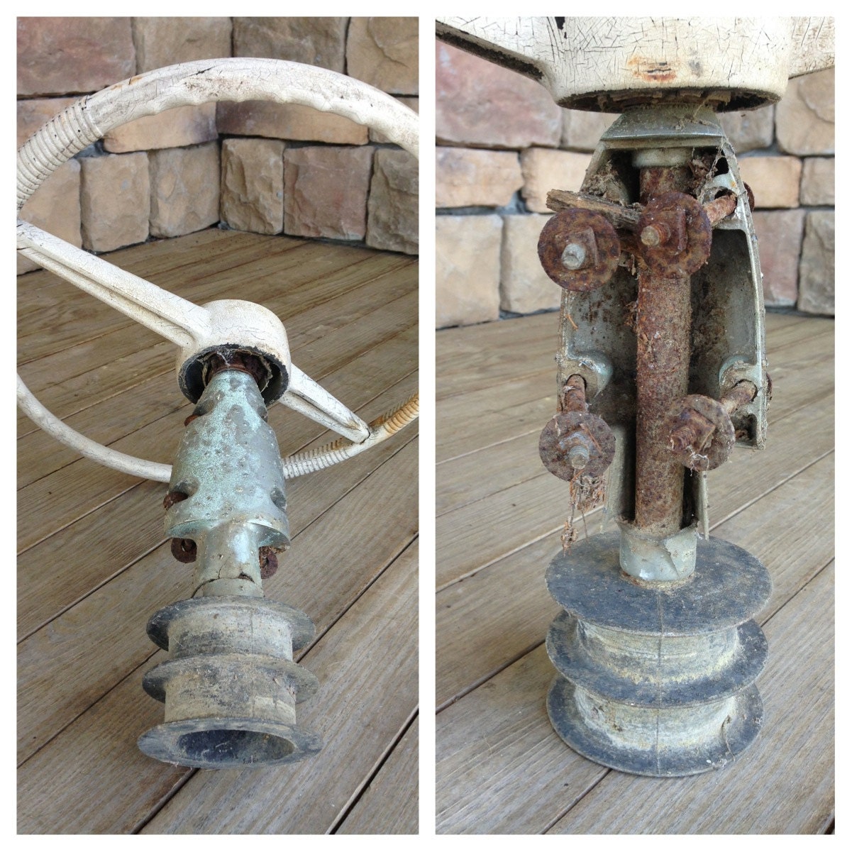 Vintage Boat Steering Wheel White 1950s Attwood by StylishPiggy