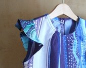 Blue mint girl cotton dress, OOAK Size 4 years. Ready To Ship