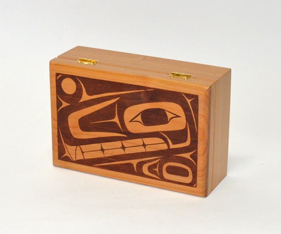 Solid Wood Native American Jewelry Box Velvet by