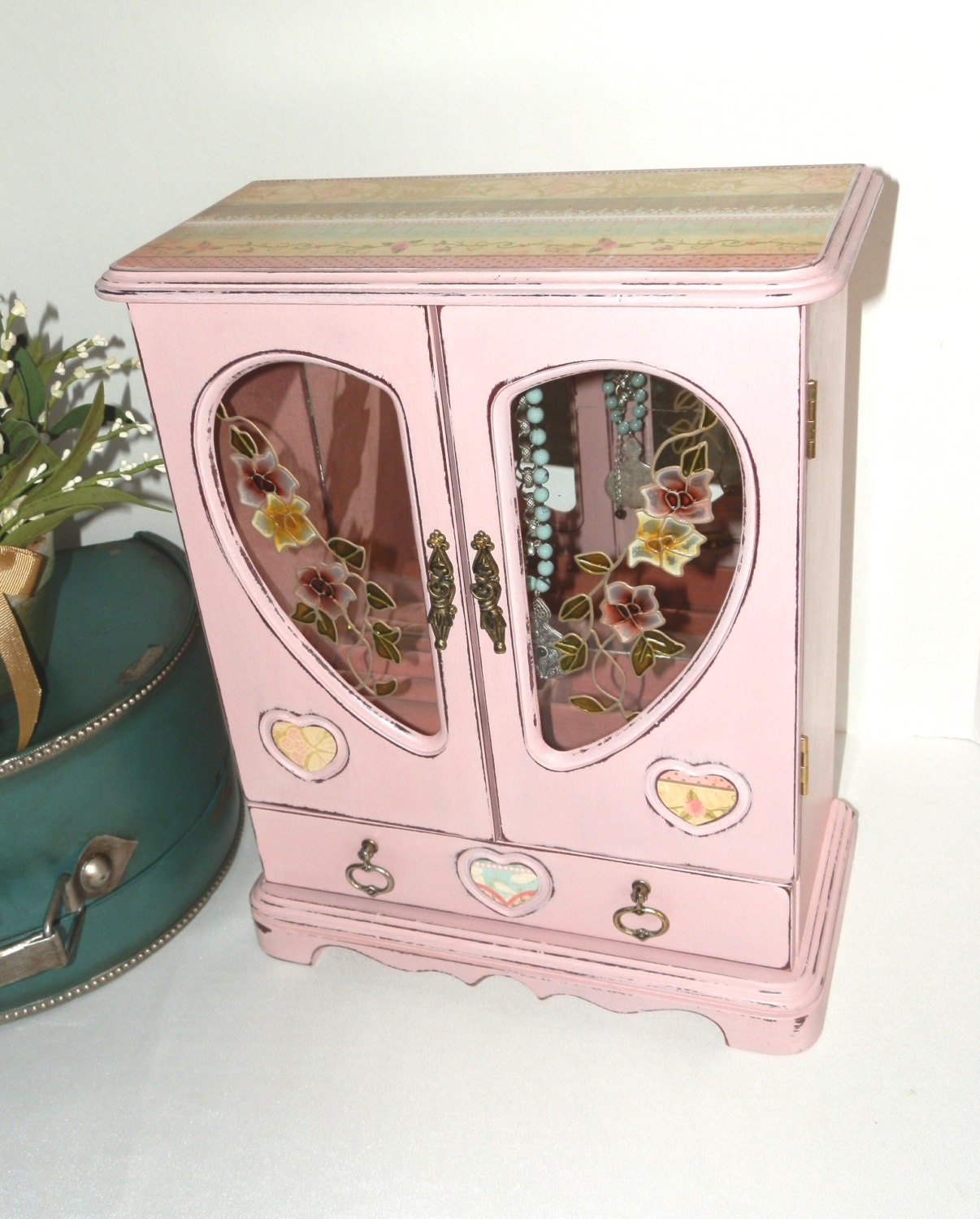 Upcycled Jewelry Box Ladies Girls Pink by TreasuresbyMarylou