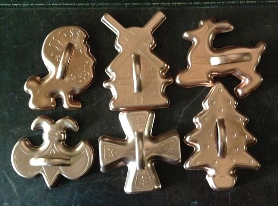 Vintage Copper Colored Cookie Cutters Set Of 6