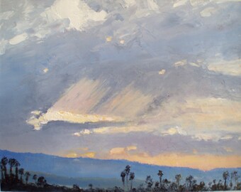 Cloudy Sunrise 10 in x 8 in Palette Knife Oil on Canvas Paper