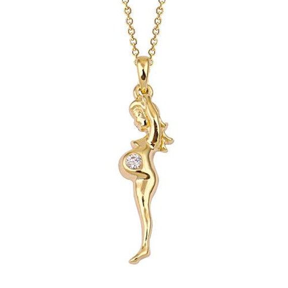 Mom 14k Solid Gold Necklace Pregnant Women Necklace Best Mom