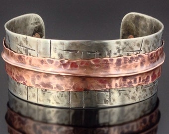Mixed Metal Cuff Bracelet in Nickel Silver, and Copper