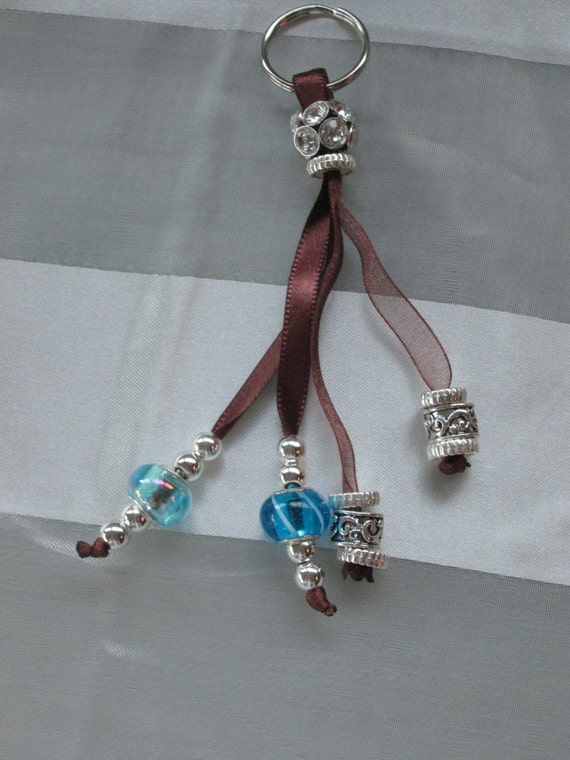 Items similar to Ribbon and beaded keychain on Etsy