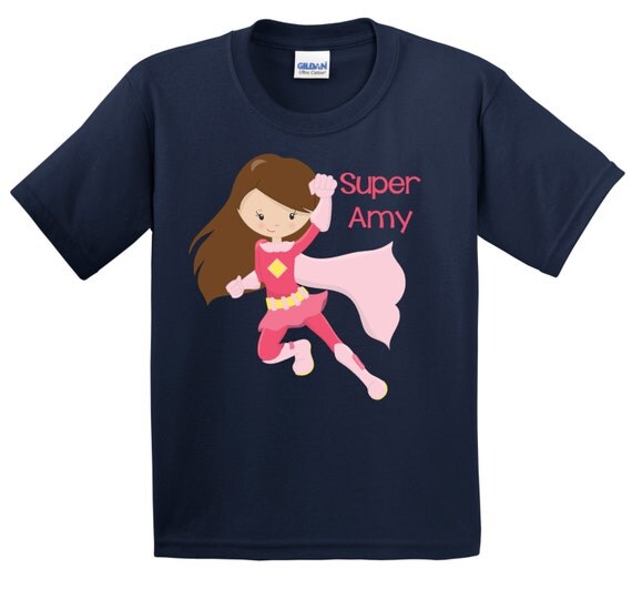 Personalized Girls SUPER HERO super girl Custom T Shirt Tee
