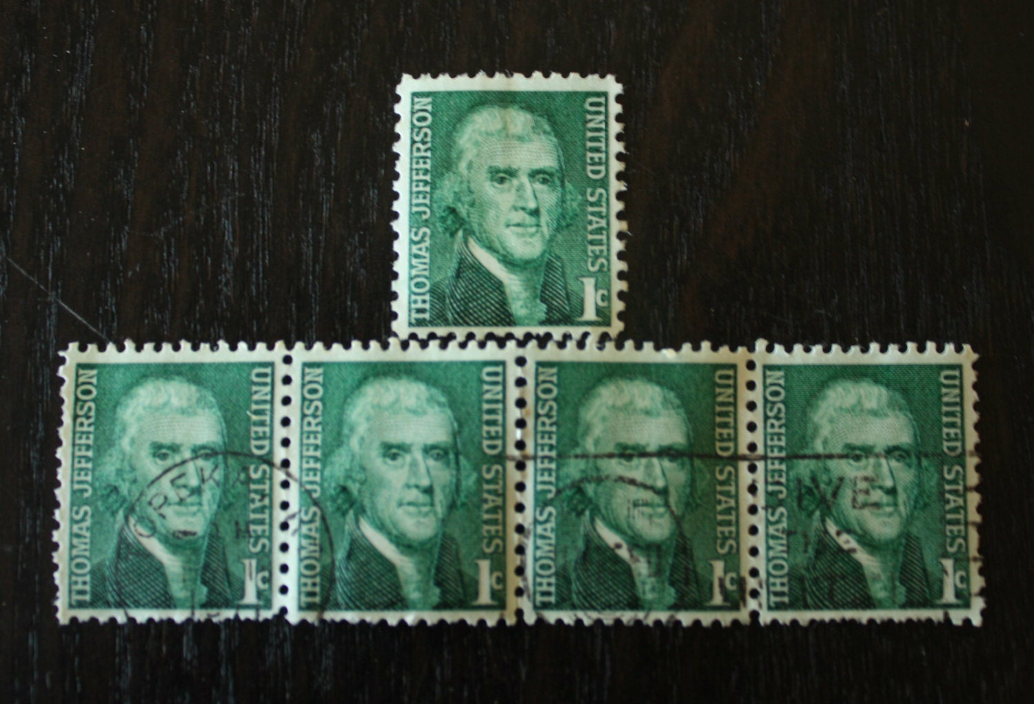 United States Thomas Jefferson 1 Cent Stamps