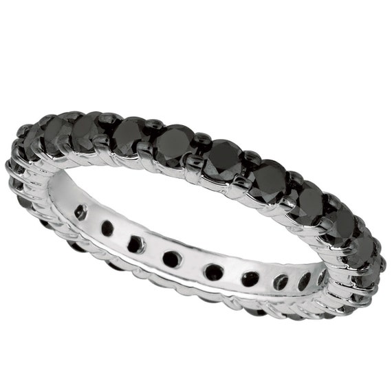 Carat Black Diamond Eternity Band Ring 14K White Gold