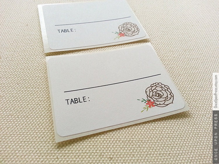 Elegant Floral Wedding Place Card Labels Stickers. Modern