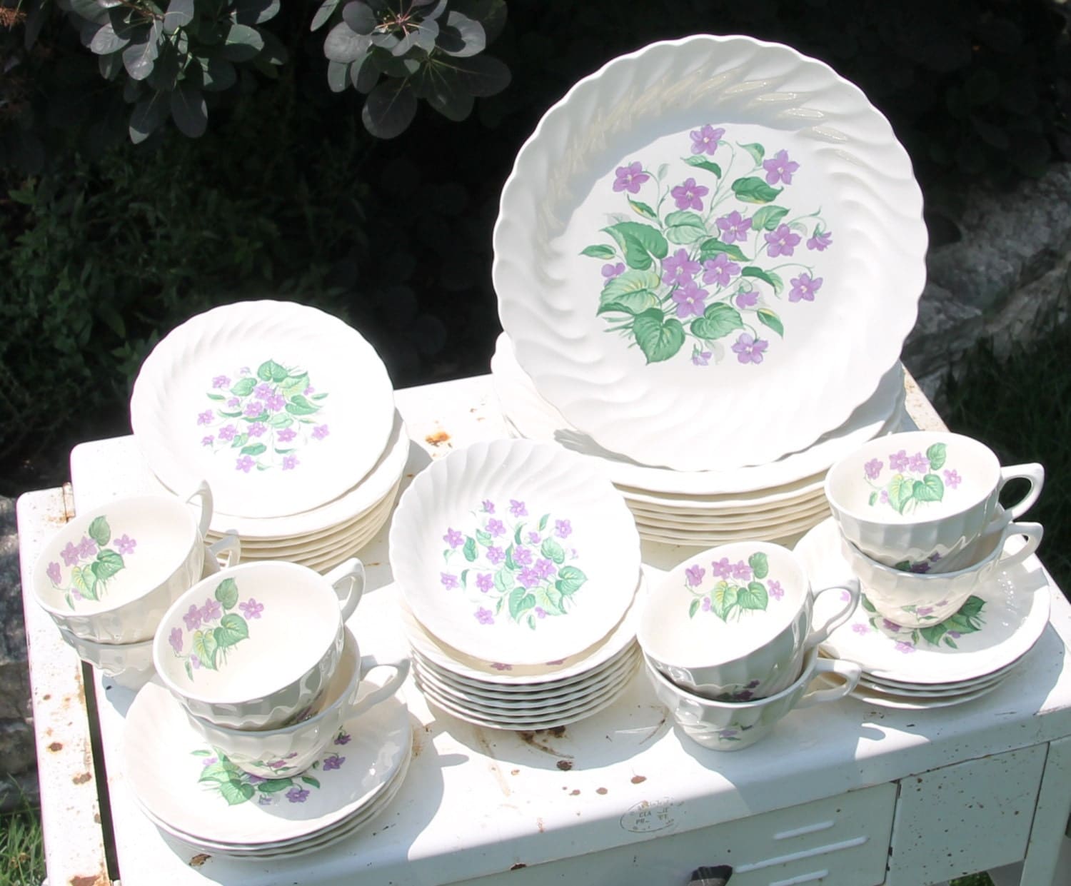 Vintage Royal Violet Dinnerware Set by Royal China USA with Delicate