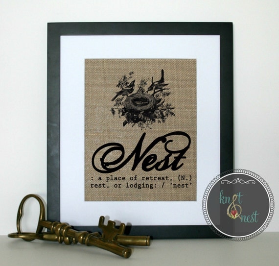 Nest definition on burlap Nesting Burlap Print for by KNOTnNEST
