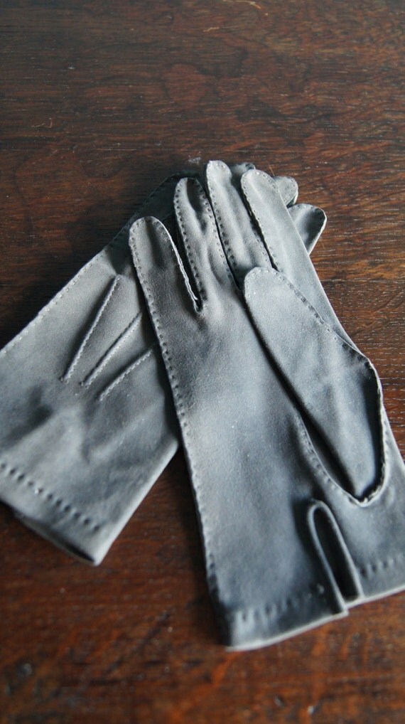 vintage KIDSKIN Leather Gloves Grey