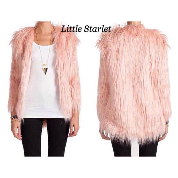 Pink Faux fur jacket. by LittleStarletBoutiqe on Etsy