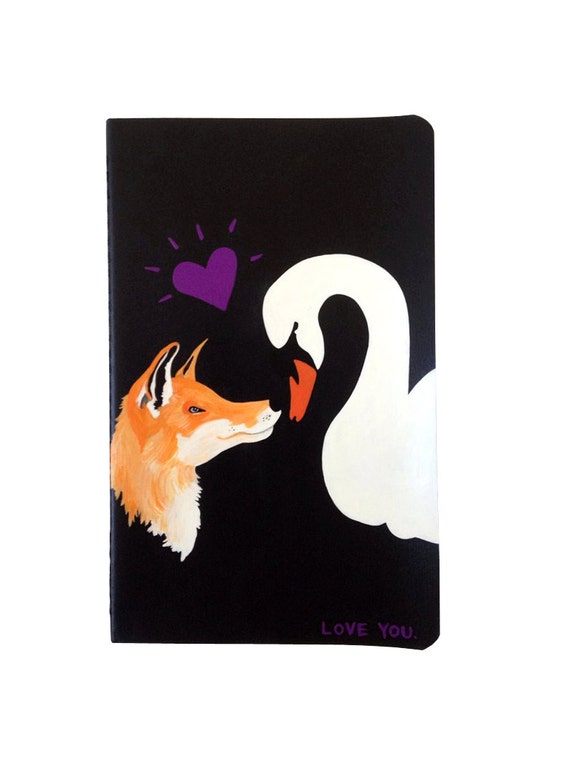 Items similar to Painted Fox and Swan Moleskine Notebook on Etsy