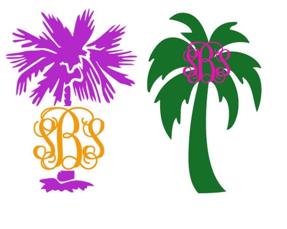 Download Monogram Palm Tree Decal Many Colors / Many Sizes