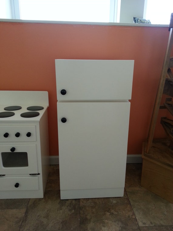 Wooden Play Kitchen Refrigerator Preschool by RusticToyBarn
