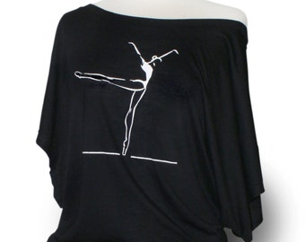 Ballet leotard coverup. "Piqué to Arabesque" - Black. Short sleeve dancewear for class, performance, or rehearsal.