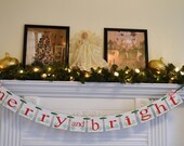 Christmas Banner, Merry and Bright Banner, Holiday decorations, garland, sign, Christmas Photo Prop, Snowflake Banner Il_170x135