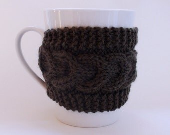 Knitted Green Mug Cozy, Mug Warmer, Mug Hug