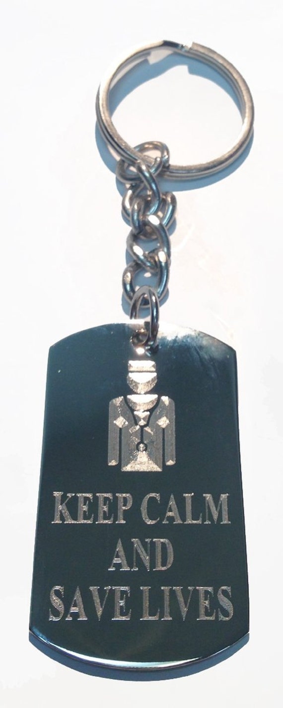 Keep Calm & Save Lives Medical Staff Metal Ring Key Chain