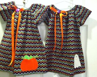 Halloween / Fall Peasant Dress w/ Monogram or Name