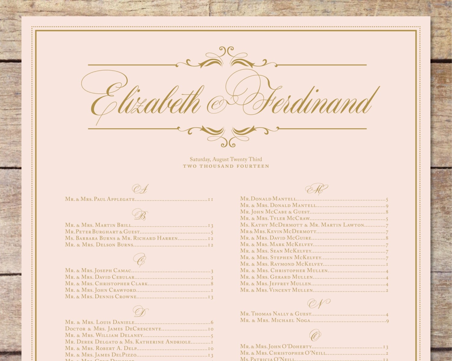 Blush Pink Gold Wedding Seating Chart Classic Glam Customizable Seating Chart Romantic Wedding Printable Seating Chart Onepaperheart Stationary Invitations