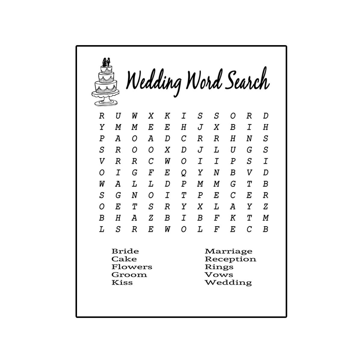 Wedding Word Search Printable Bridal Shower Game Wedding Free Printable Wedding Word Search